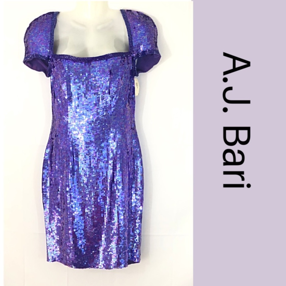 Vtg Sequin Party Dress AJ Bari 4